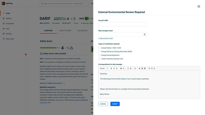 EEXI Environmental Review vessel page