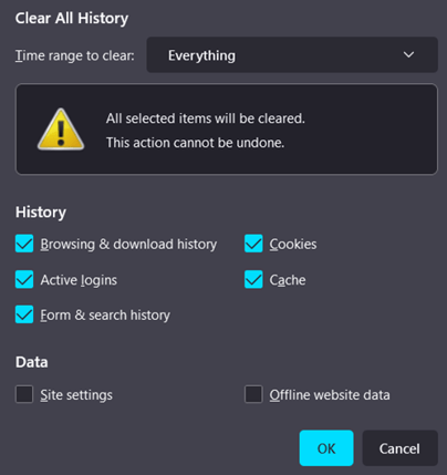 Firefox clear history