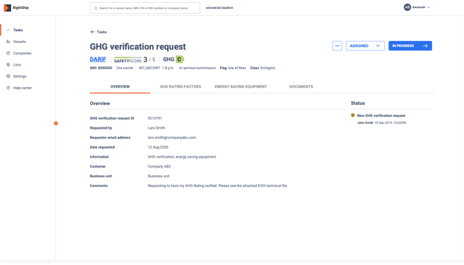 GHG verification request