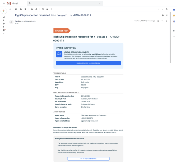 Hybrid inspection request