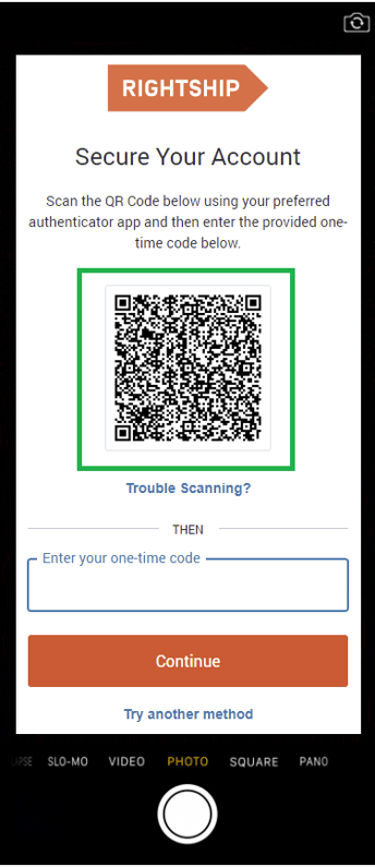 Scan QR Code step 2