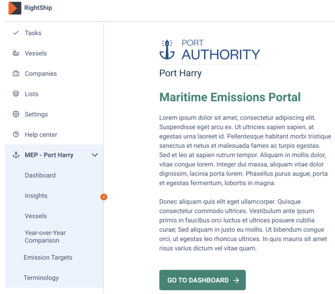 maritime emission portal dashboard