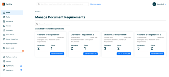 manage DOC requirement