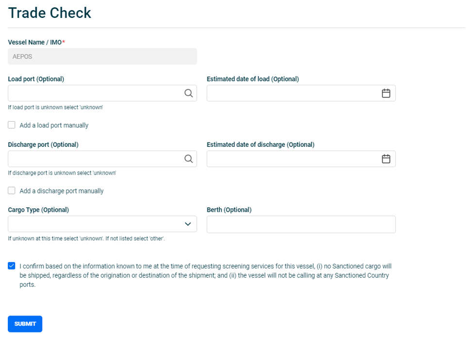 User Guide for Trade Check